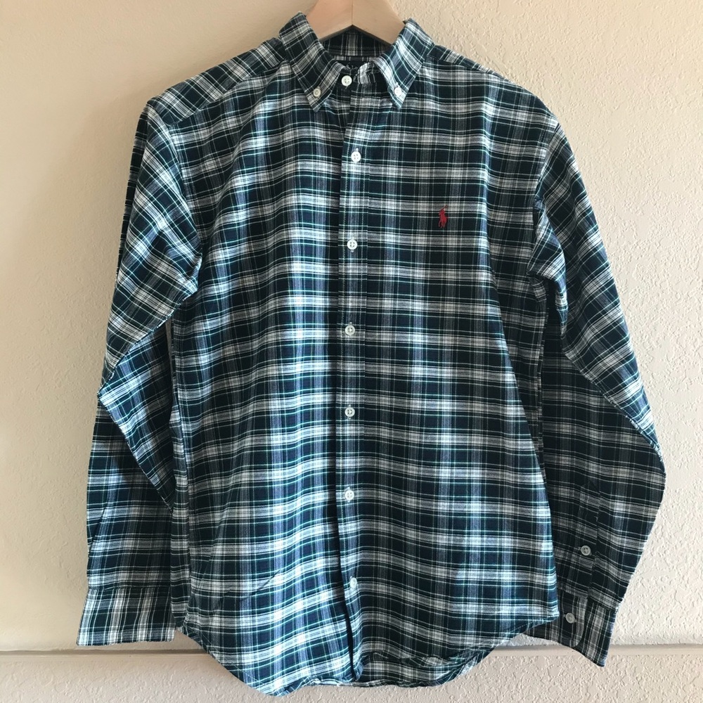 Ralph Lauren Blue Plaid Button Down Shirt 16/18